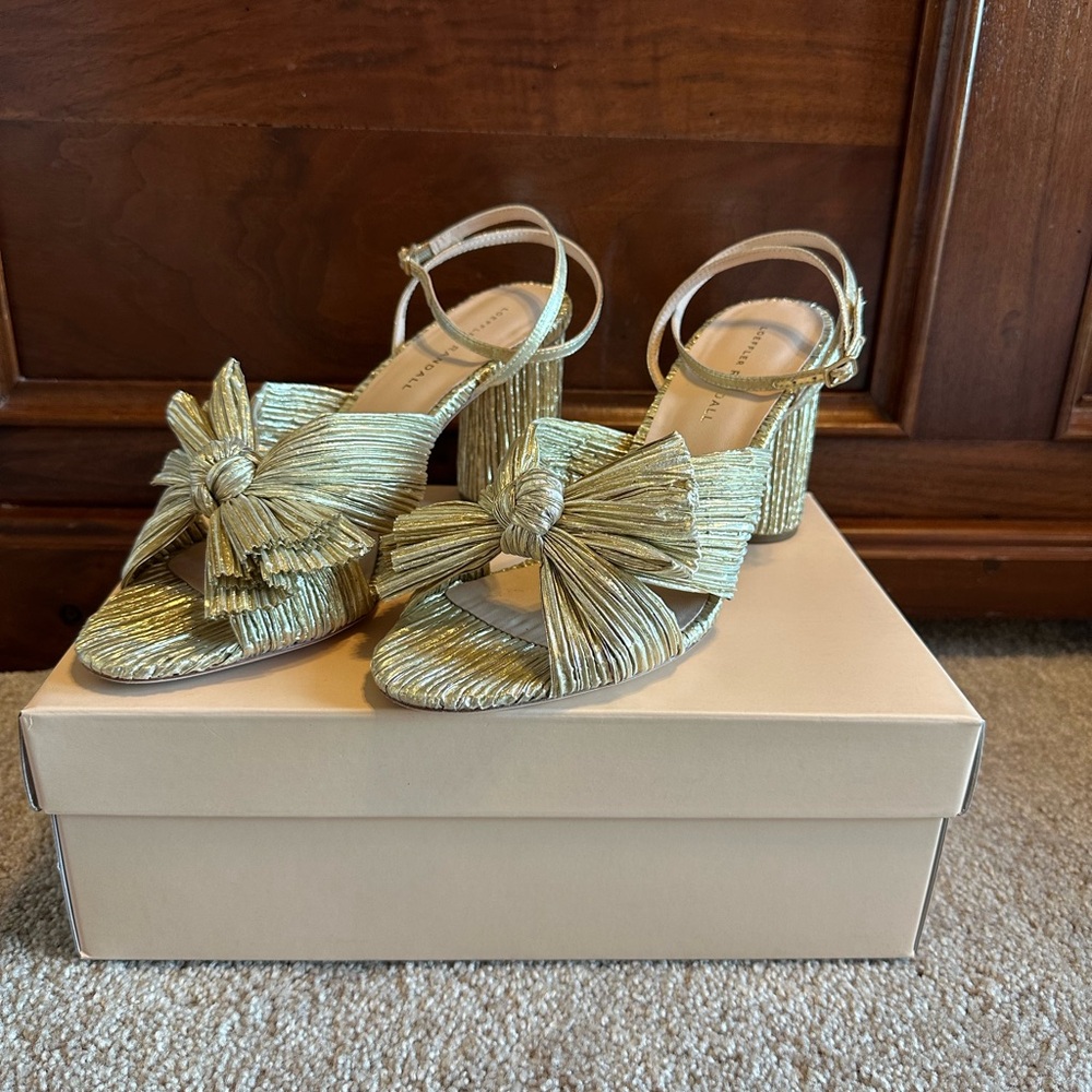 Loeffler Randall Camellia Gold Pleated Bow Heel - Picture 6 of 12